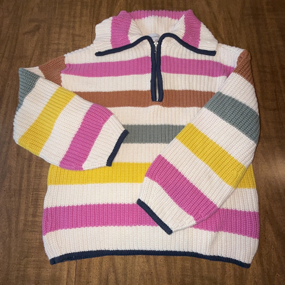 Free Assembly Chunky Knit Quarter‎ Zip Pull-Over Sweater Women's Size Medium